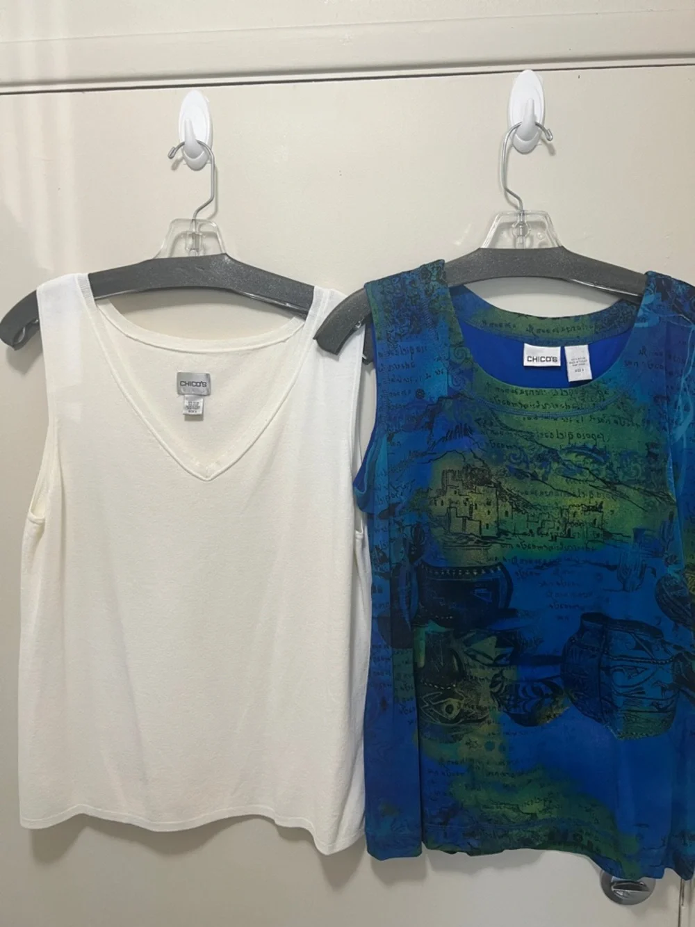 Chico's Blue and Green Printed Sleeveless Tank